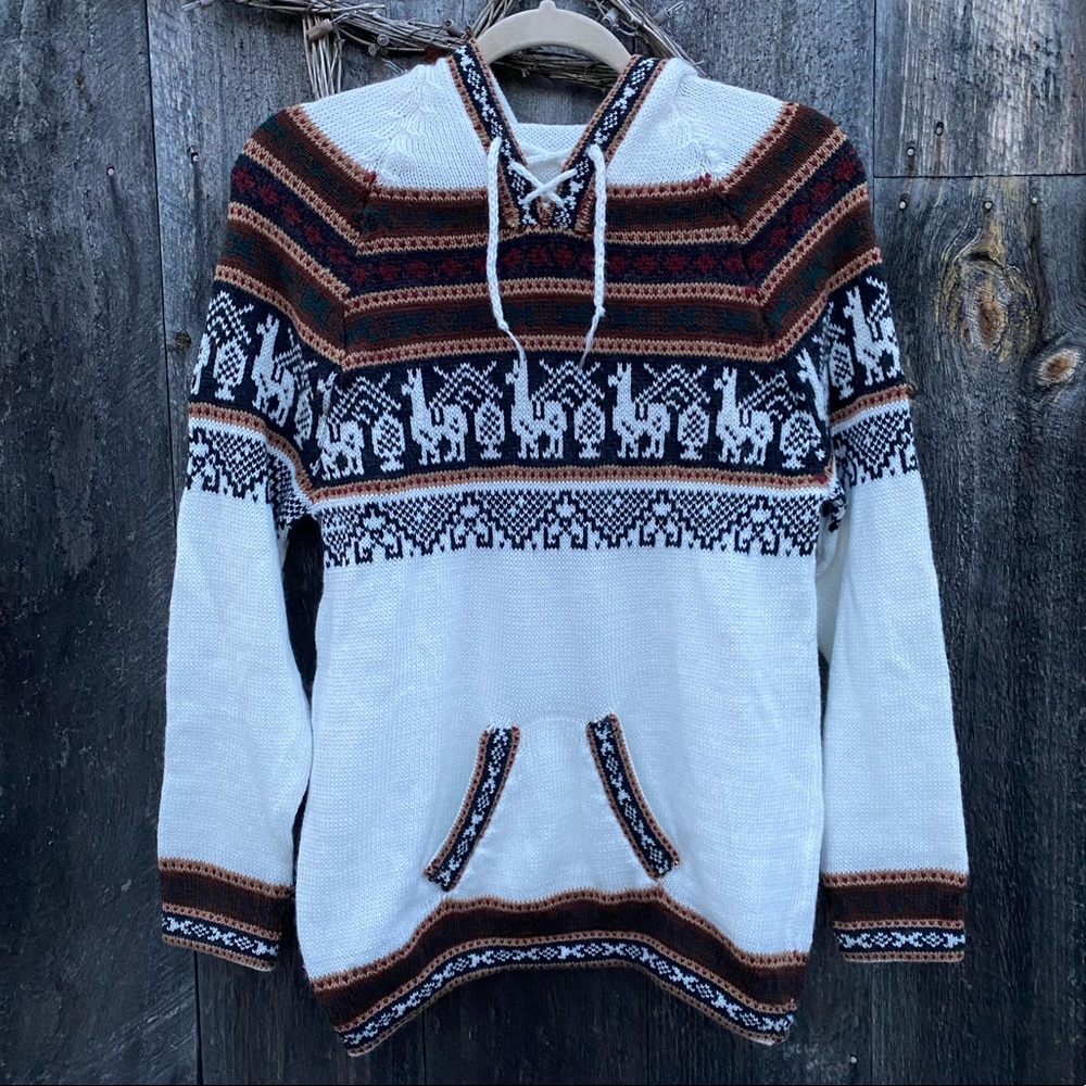 Alpaca wool white hoodie
